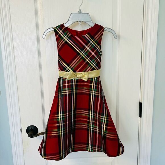 Rare
Editions Sparkle Christmas Plaid Dress with Gold Sweater Jacket! 🎁🎄 - Picture 2 of 4